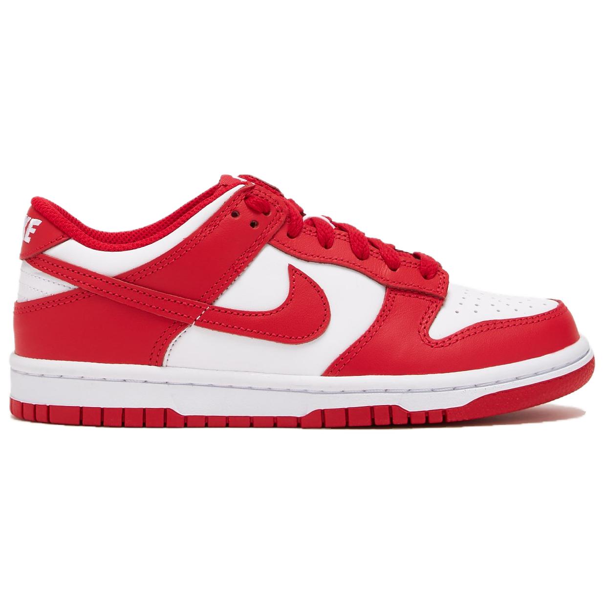 Nike Dunk кожа низкий топ скейтборд обувь красный белый унисекс — фото 2