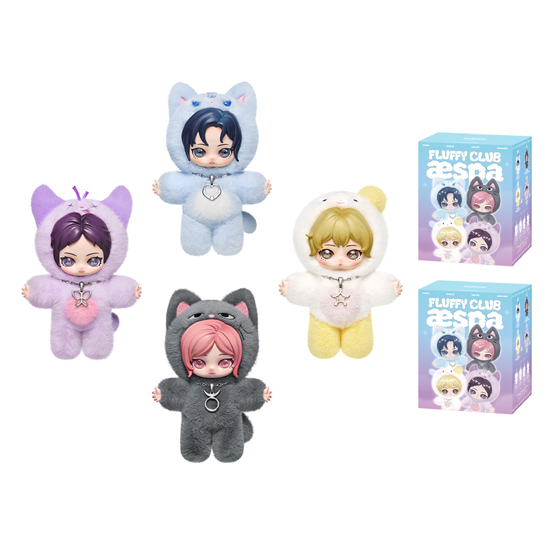 POP MART Fluffy Buddy Aespa Мягкая игрушка Подвеска Слепые коробки 1 слепой бокс Целая коробка 4 шт — фото 1