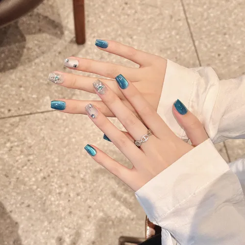 Yun Yue Joe Sea Легенда Сапфир Прозрачный Звезды 3D-эффект False Nail Короткий LADDER 15мм