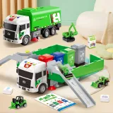 Звуковой и Световой Автомобиль с Симуляцией Инерции, с 4 Мини Автомобилями + Классификация Сміття + 4 Шт. Контейнера для Сміття