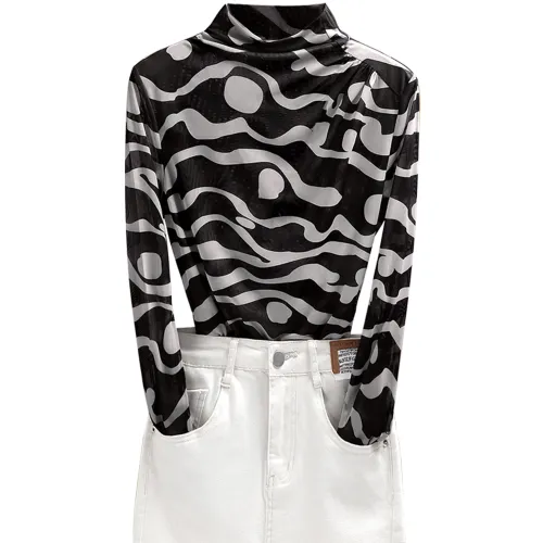 Cypress House Черный Белый Рябь Женские T-рубашки