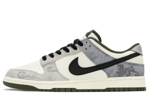 Nike Dunk Коробка Китайский стиль Аутентичный ROOTS совместный модель устойчивый к истиранию низкий топ скейтборд обувь Мужская Черный Серый Белый