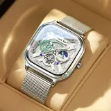 Серебряный корпус, белый циферблат, стальной ремешок (включает ремешок + высококачественная коробка)