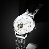 Серебряный корпус с белым циферблатом [Включает натуральный кожаный ремешок + премиум коробка]