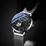 Серебряный корпус с черным циферблатом [Включает ремень из натуральной кожи + премиальная коробка]