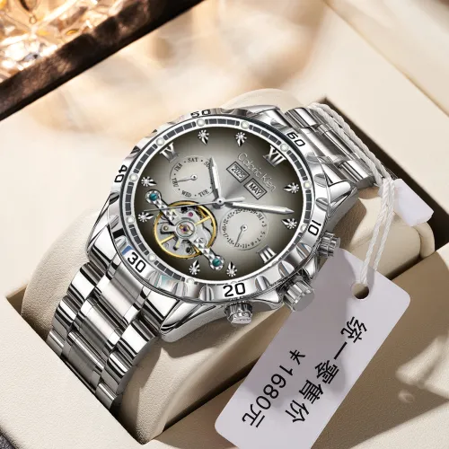 CALORIC KIEN Автоматический Механический Механизм Нержавеющая Сталь Ремешок Часы Мужские Часы Серый Циферблат