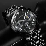 Черный корпус с черным циферблатом [Включает ремень из натуральной кожи + премиальная коробка]