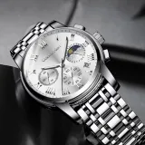 Серебряный корпус с белым циферблатом [Включает натуральный кожаный ремешок + премиум коробка]