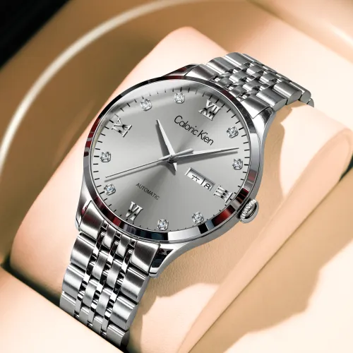 CALORIC KIEN Механическое механическое часы из нержавеющей стали с ремешком мужские часы серый циферблат