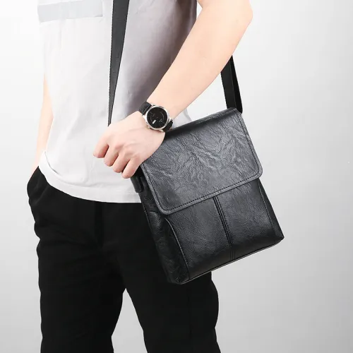 HACIN ПУ (полиуретан) Сумка через плечо Стандартная Мужская Черная