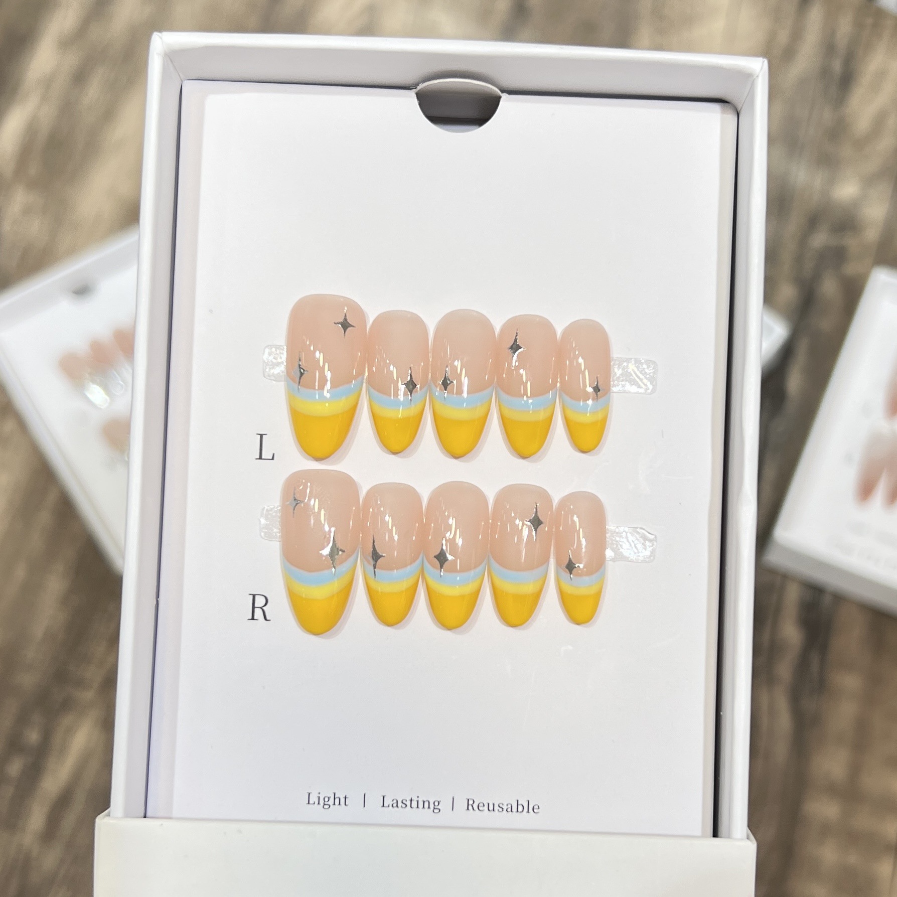 JIDUOMENG Исландский Манго Handcrafted False Nail Стиль Instagram Милый Тройной Layer Французские Накладки для Ногтей — фото 3