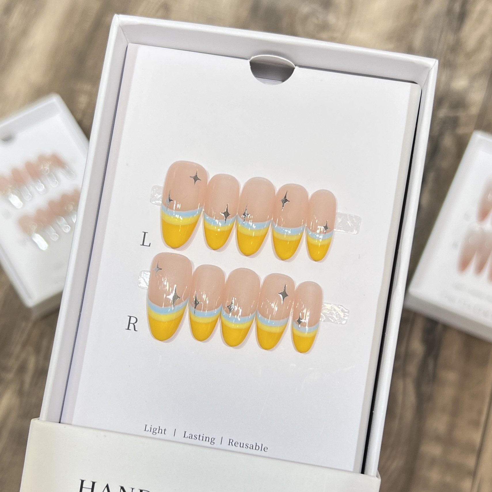 JIDUOMENG Исландский Манго Handcrafted False Nail Стиль Instagram Милый Тройной Layer Французские Накладки для Ногтей — фото 5