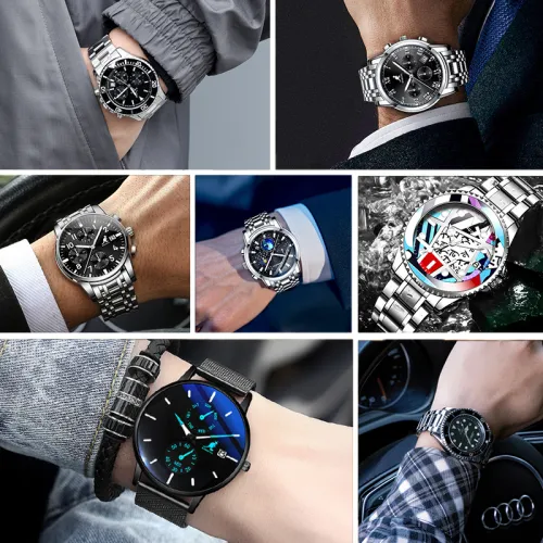 KANGOL Кварцевый механизм ремешок из нержавеющей стали черный циферблат мужские часы