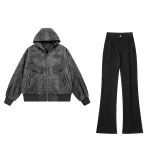 Чёрная куртка + чёрные джинсы