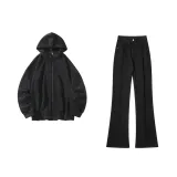 Чёрный свитшот + чёрные джинсы