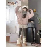 Розовый хлопковый пуховик