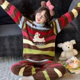 Кофейный, многоцветный, полосы, одежда, наборы