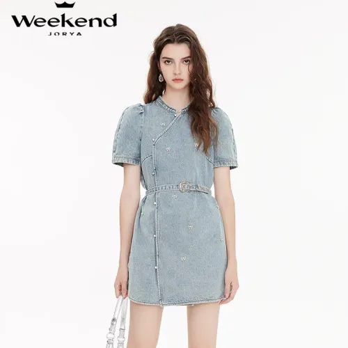 JORYAweekend Blue Женские Короткие Платья с Рукавами