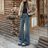 Винтажный синий, стандартный, длина до щиколотки