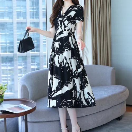 XIANSINIAO Black Женские Короткие Платья с Рукавами