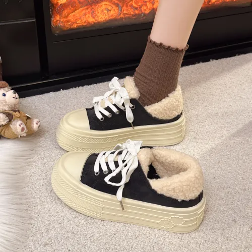 OLIDIK Овца ворсистая платформа утепленная обувь женские повседневные туфли теплоизоляционные увеличивающие высоту