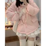 Розовый хлопковый пуховик