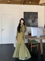 Зеленая юбка пэчворк