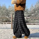 Черная клетка [носимый пуховик до -0°C, флисовая подкладка, повседневные штаны]