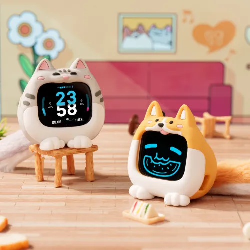 BEMOE Кошка и Собака Двойной Куб Лицо Маленький Телевизор Сенсорный Экран Bluetooth Наушники Подарочный Набор Коробка