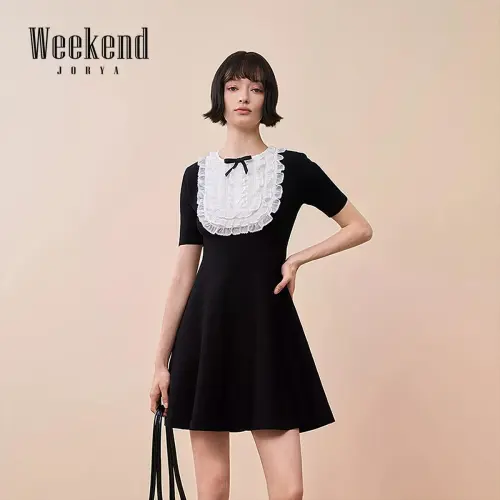 JORYAweekend Black Женские Короткие Платья с Рукавами