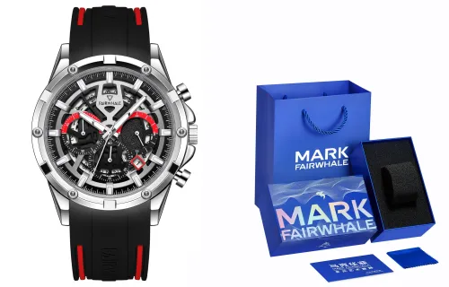 FAIRWHALE Driver Collection Кварцевый механизм Силиконовый ремешок Часы Мужские Черный циферблат