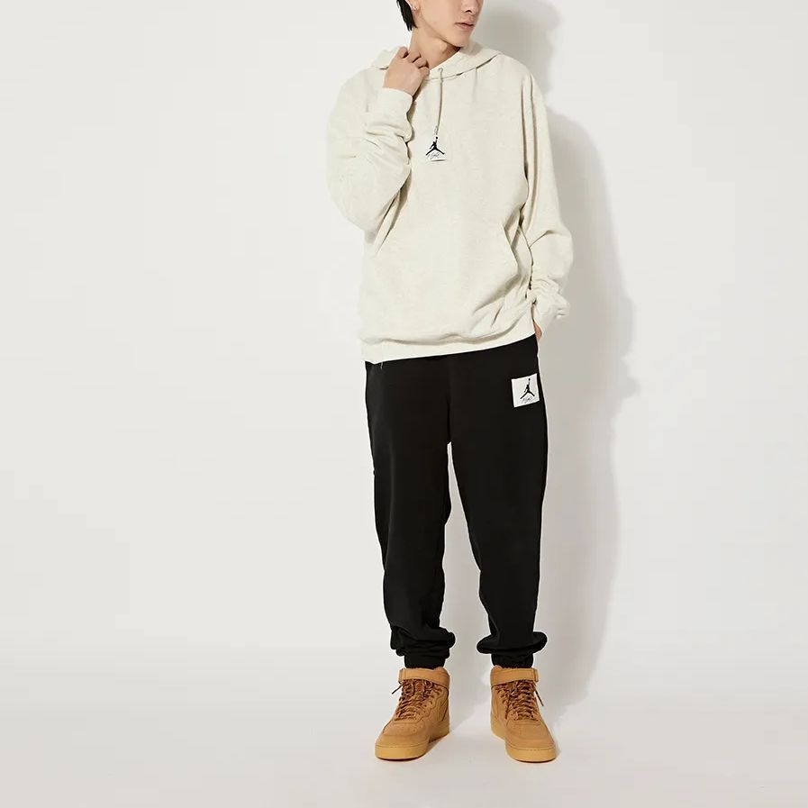 Jordan FW21 Essentials Statement Однотонный принт с логотипом повседневные спортивные брюки свободного кроя на шнурках мужские черные
